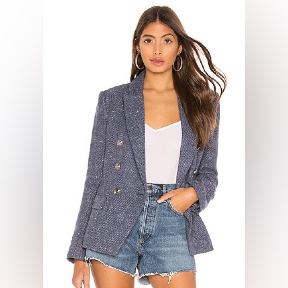 L’Agence Kenzie Double Breasted Blazer - Blue Bird Melange - Size 0 - Picture 4 of 12
